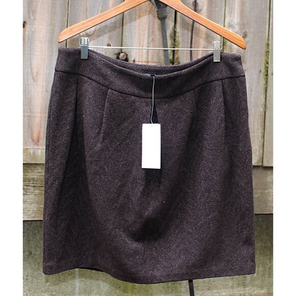 New w/Tags - Eileen Fisher Herringbone Distorted Wool Blend Pleated Skirt, Lrg - Picture 1 of 9